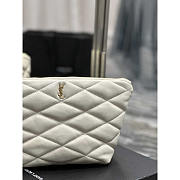 YSL Sade Pouch in Quilted Lambskin White 26x19x11cm - 5