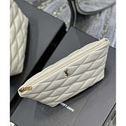 YSL Sade Pouch in Quilted Lambskin White 26x19x11cm - 4