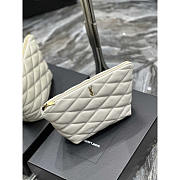 YSL Sade Pouch in Quilted Lambskin White 26x19x11cm - 2