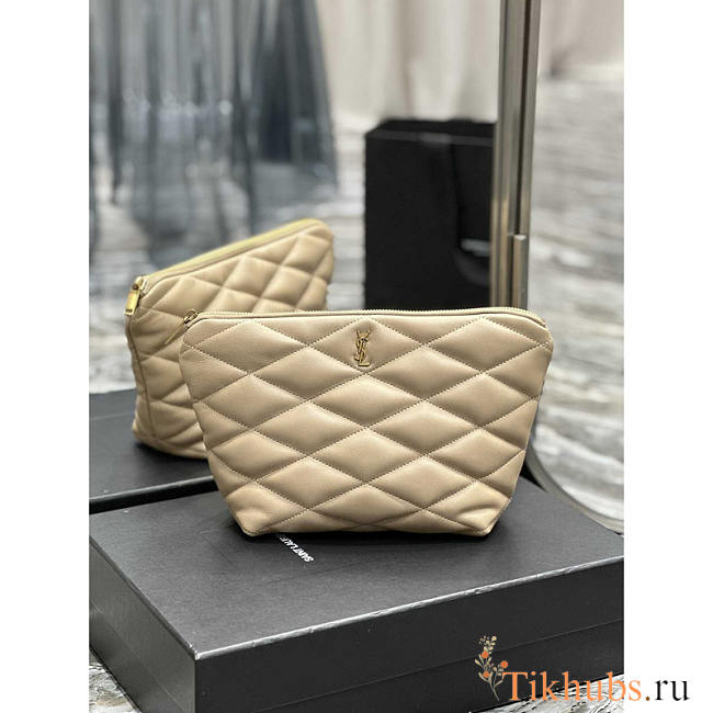 YSL Sade Pouch in Quilted Lambskin Beige 26x19x11cm - 1