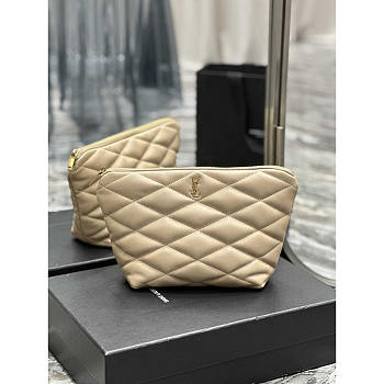YSL Sade Pouch in Quilted Lambskin Beige 26x19x11cm