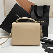 YSL Cassandra Medium Top Handle Beige Grain Leather 24.5×20×11.5cm - 3