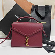 YSL Cassandra Medium Top Handle Red Grain Leather 24.5×20×11.5cm - 1