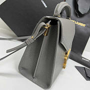 YSL Cassandra Medium Top Handle Grey Grain Leather 24.5×20×11.5cm - 5