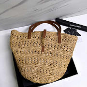 YSL Panier Medium Bag Crochet Raffia Beige 48x30x26cm - 1