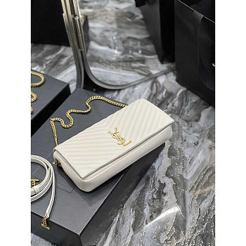 YSL Supple Kate 99 Calfskin Shoulder Bag White 26x13.5x4.5cm