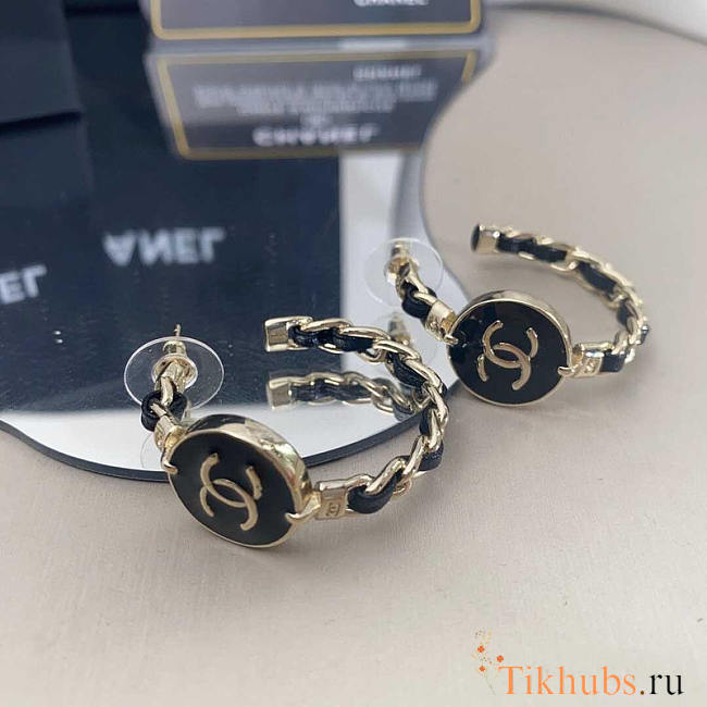 Chanel Metal CC Earrings Gold And Black - 1
