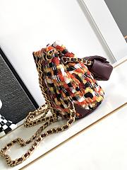 Chanel Small Backpack Wool Tweed Orange Black White  - 3