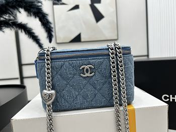 Chanel 23P Vanity Case Blue Denim 17x9.5x8cm