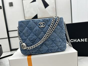 Chanel 23P Hobo Bag Blue Denim 13x18x7cm