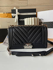 Chanel Leboy Chevron Black Caviar Silver 25cm - 1