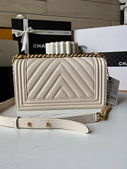 Chanel Leboy Chevron White Caviar Gold 25cm - 3