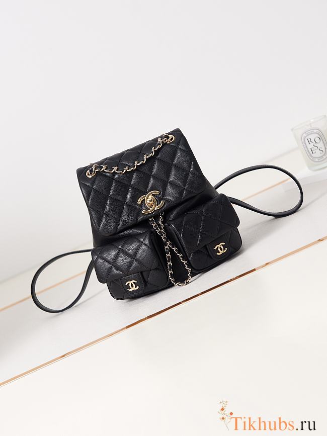 Chanel Backpack Black Gold 21x20x12cm - 1