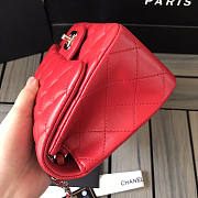 Chanel Flap Bag Red Lambskin Silver 17cm - 4