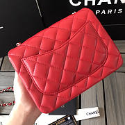 Chanel Flap Bag Red Lambskin Silver 17cm - 5