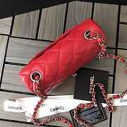 Chanel Flap Bag Red Lambskin Silver 17cm - 3