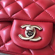 Chanel Flap Bag Red Lambskin Silver 17cm - 2