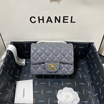 Chanel Mini Flap Bag Grey Lambskin Gold 17cm