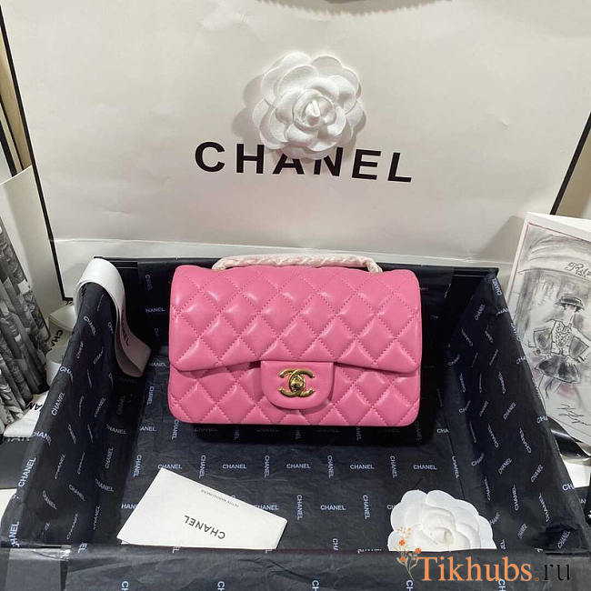 Chanel Classic Flap Bag Lambskin Pink Gold 20cm - 1