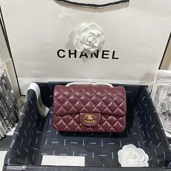 Chanel Classic Flap Bag Lambskin Red Wine Gold 20cm