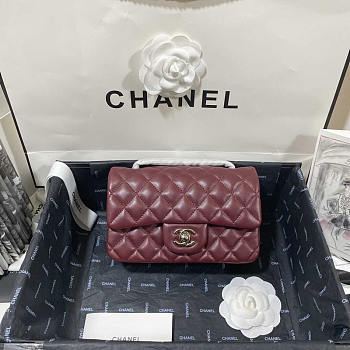 Chanel Classic Flap Bag Lambskin Red Wine Silver 20cm