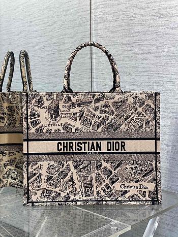 Dior Large Book Tote Beige and Black Plan de Paris 42 x 35 x 18.5 cm