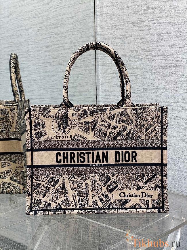 Dior Medium Book Tote Beige and Black Plan de Paris 36 x 27.5 x 16.5 cm - 1