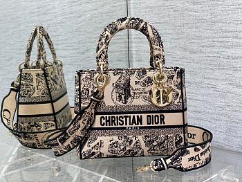 Dior Medium Lady D-Lite Bag Beige and Black 24 x 20 x 11 cm