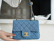 Chanel Denim Quilted Mini Pearl Crush Flap Blue 13x18x7cm - 1