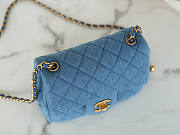 Chanel Denim Quilted Mini Pearl Crush Flap Blue 13x18x7cm - 2