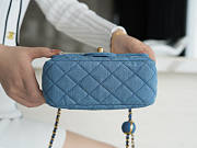 Chanel Denim Quilted Mini Pearl Crush Flap Blue 13x18x7cm - 5