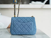 Chanel Denim Quilted Mini Pearl Crush Flap Blue 13x18x7cm - 4