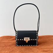 Valentino Small Rockstud23 Smooth Shoulder Bag Black 18.5x12x8cm - 1