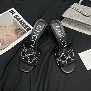 Gucci Women's GG Mid-Heel Slide Sandal Black 7.5cm - 1