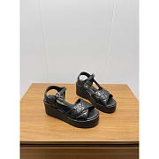 Chanel Open Toe Platform Casual Style Leather Party Style Black - 4