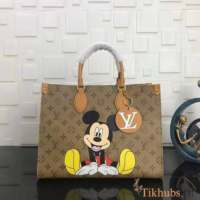 LV-Mickey yellow flower Onthego medium handbag M45039 Size 34x26x15 cm  - 1