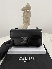 Celine Chain Shoulder Bag Triomphe Black Shiny 20.5x10.5x4cm - 1