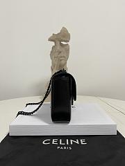 Celine Chain Shoulder Bag Triomphe Black Shiny 20.5x10.5x4cm - 6