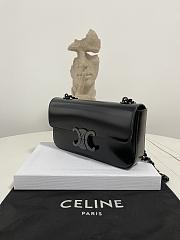 Celine Chain Shoulder Bag Triomphe Black Shiny 20.5x10.5x4cm - 4