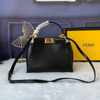 Fendi Peekaboo Mini Black Nappa Leather Bag 18x23x11cm