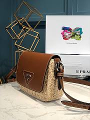 Prada Raffia and Leather Shoulder Bag Brown 20x15x6.5cm - 4