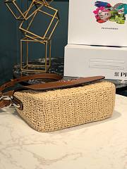 Prada Raffia and Leather Shoulder Bag Brown 20x15x6.5cm - 3