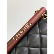 Chanel Small Handle Flap Bag Lambskin Wood Gold Black 21x13.5x6cm - 6