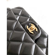 Chanel Small Handle Flap Bag Lambskin Wood Gold Black 21x13.5x6cm - 5