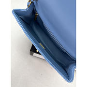 Chanel Small Handle Flap Bag Lambskin Wood Gold Blue 21x13.5x6cm - 6