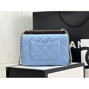 Chanel Small Handle Flap Bag Lambskin Wood Gold Blue 21x13.5x6cm - 4