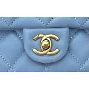 Chanel Small Handle Flap Bag Lambskin Wood Gold Blue 21x13.5x6cm - 2