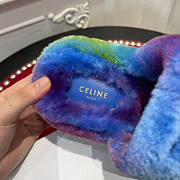 Celine Open Toe Platform Rubber Sole Casual Style Unisex Faux Fur Blue - 3