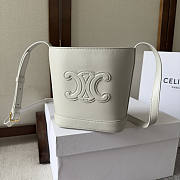 Celine Small Bucket Cuir Triomphe White 17x22x10cm - 1