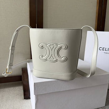 Celine Small Bucket Cuir Triomphe White 17x22x10cm